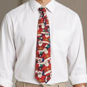 Save the Children Santa Claus Red Silk Neck Tie 56"